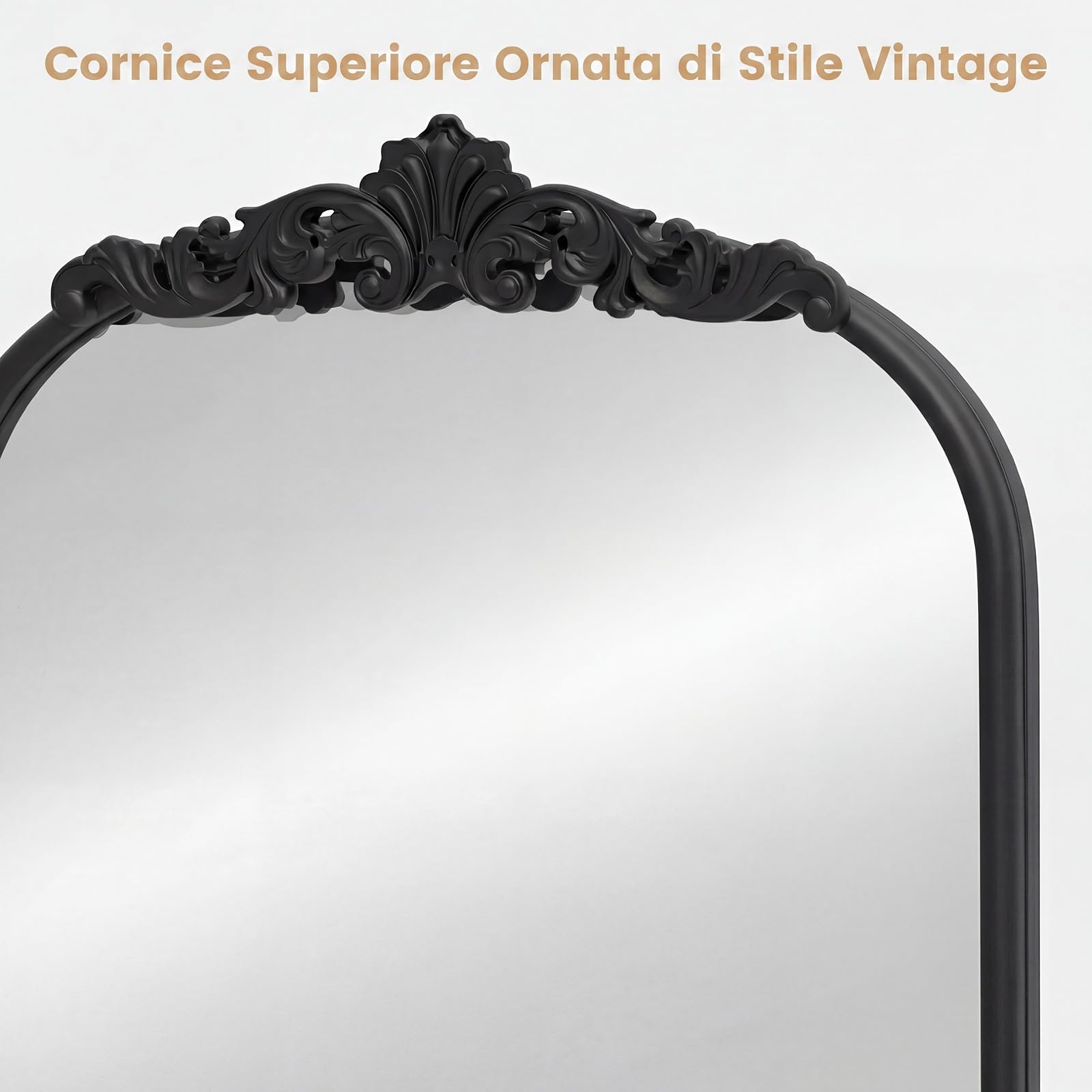 COSTWAY Specchio ad Arco da Parete, Riflessione HD (76x51cm nero)