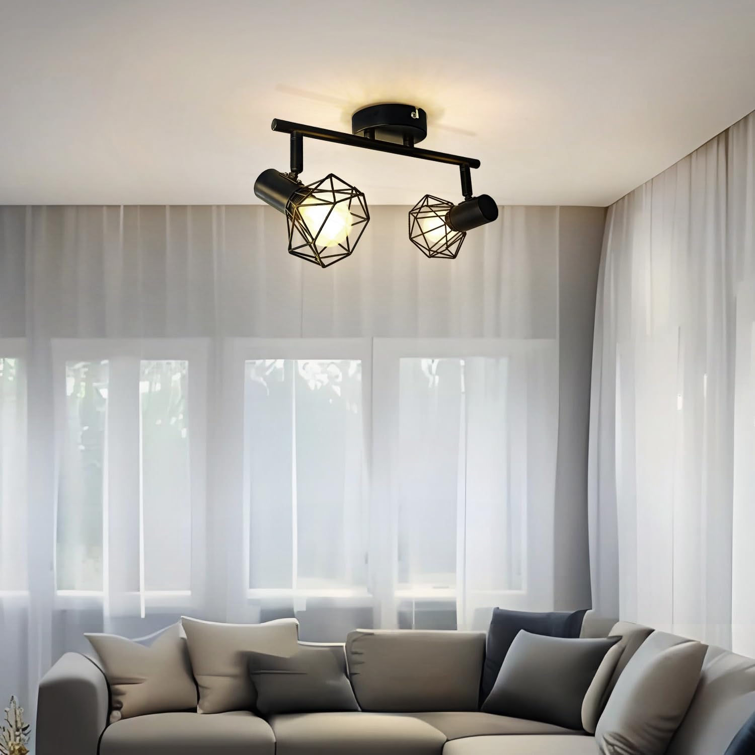 Focos para el techo, Lámpara de Techo LED Interior Moderna con Focos Giratorios, Dormitorio y Sala, Sin Bombilla, para Comedor Dormitorio