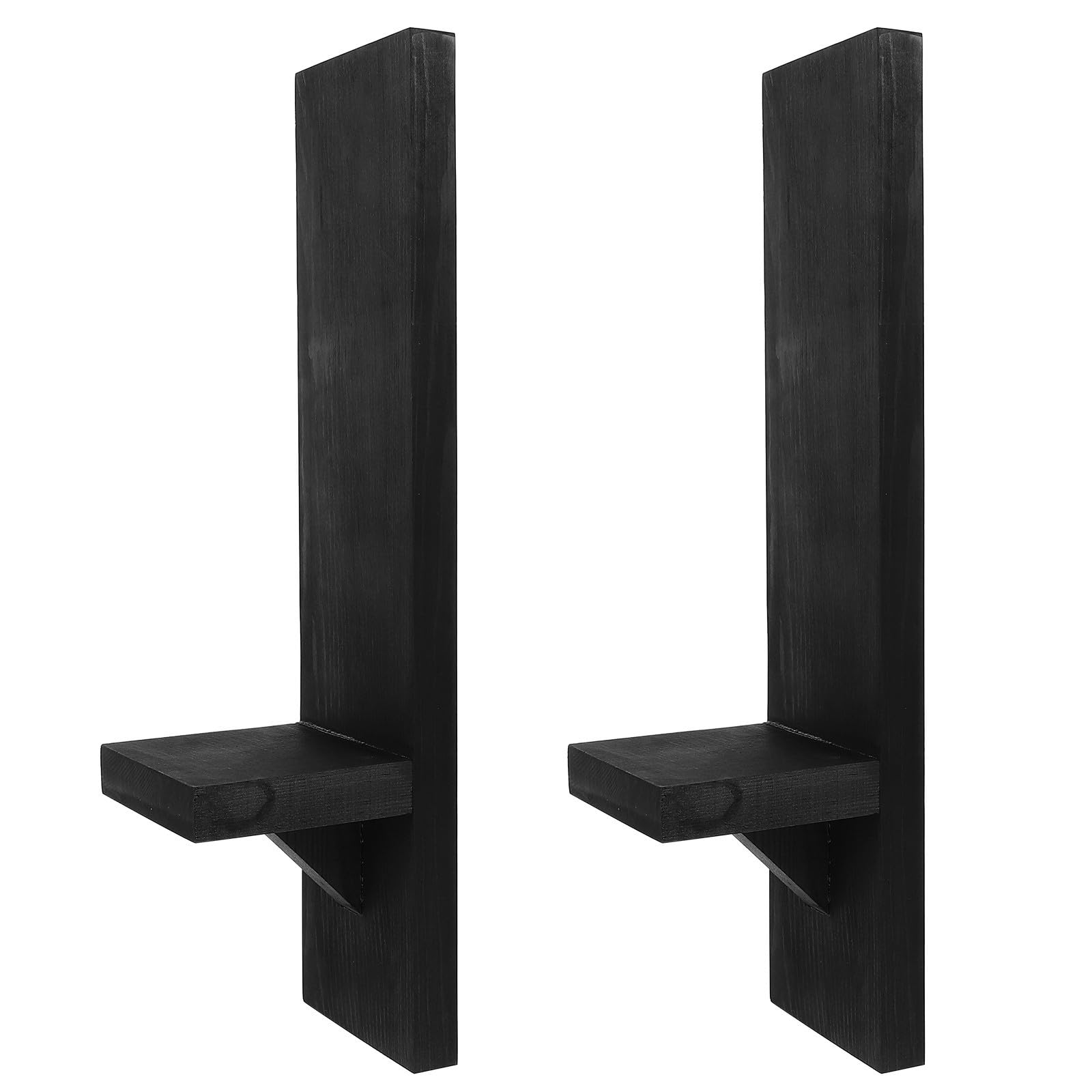 2 Piezas Apliques de Pared de Madera Negra, Portavelas Vintage