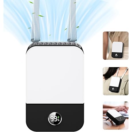 Andwing Portable Neck Fan Rechargeable, Mini Fan Handheld with Waist Clip -...