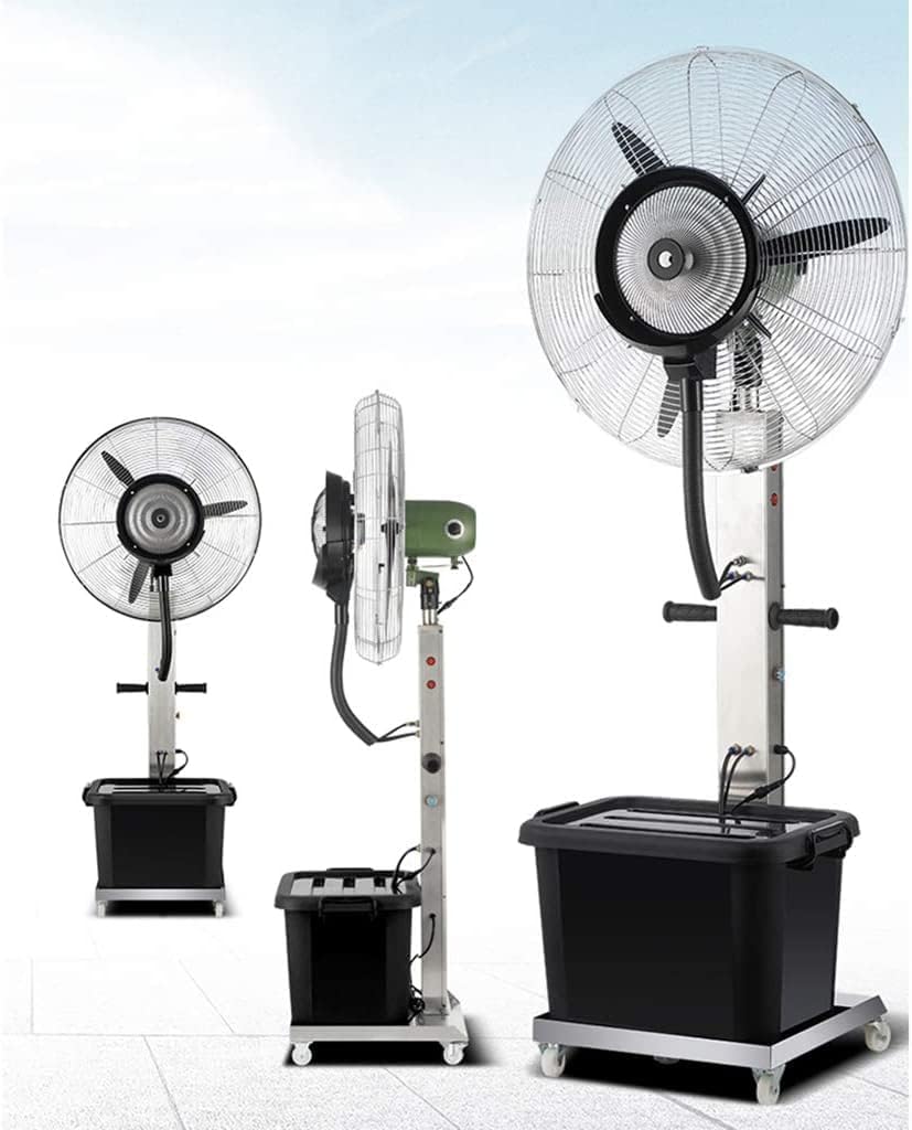 42L Large Pedestal Fan, Industrial Spray Fans Misting Fans Humidification Fans Water Cooling Commercial Stainless Steel Spray System, 75x200cm