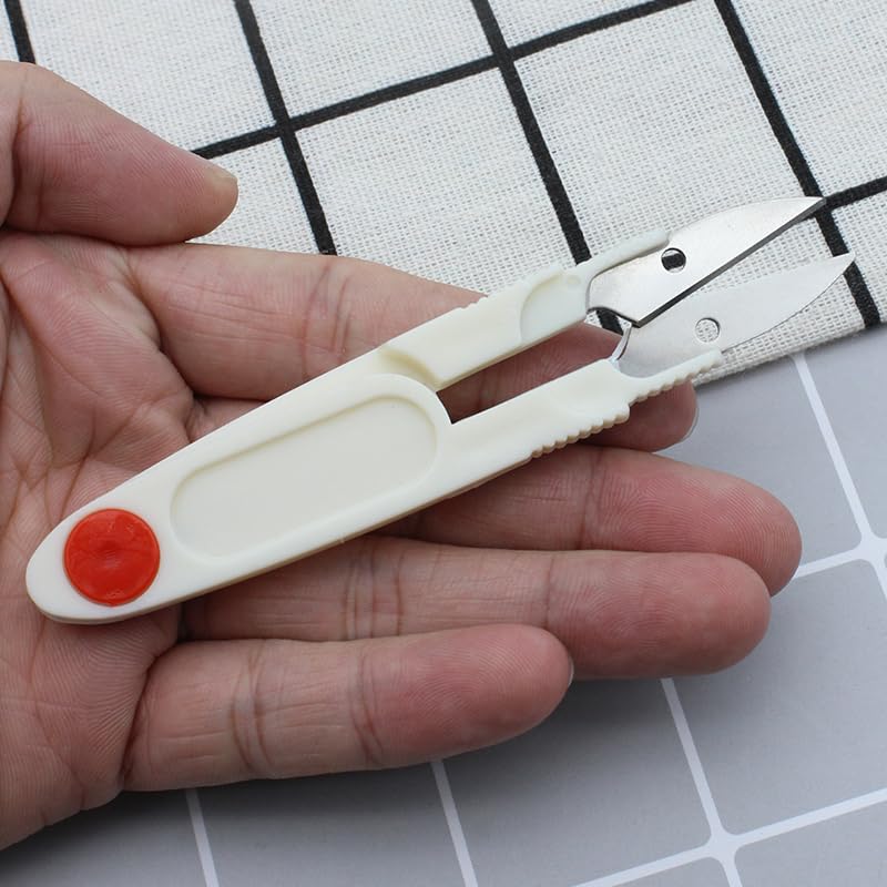 Image of Prabhas Designs U-Shaped Portable Plastic Small Yarn Scissors with Transparent Cover, Thread Cutter for Embroidery, Fabric, Paper, Quilting, Scrapbooking, Dressmaking, Handwork (1)