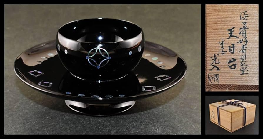 天目台　青貝七宝天目台　淡々斎好写　茶道具 茶道具 天目台 青貝入 七宝紋 淡々斎好写し 中村宗悦作 淡々斎好
