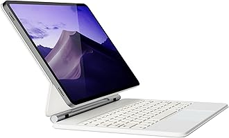 doqo for Samsung Galaxy Tab S9+/S9 FE+/S8+/S7 Plus/S7 FE Keyboard case 12.4“ Magnetic Case with Keyboard Built-in Touchpad Bluetooth Backlit Floating Cantilever Stand Slim Protective Cover Folio White