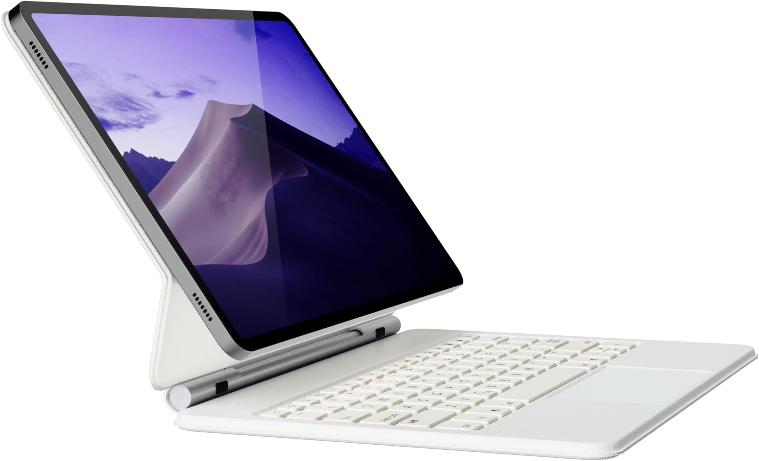 doqo for Samsung Galaxy Tab S9+/S9 FE+/S8+/S7 Plus/S7 FE Keyboard case 12.4“ Magnetic Case with Keyboard Built-in Touchpad Bluetooth Backlit Floating Cantilever Stand Slim Protective Cover Folio White