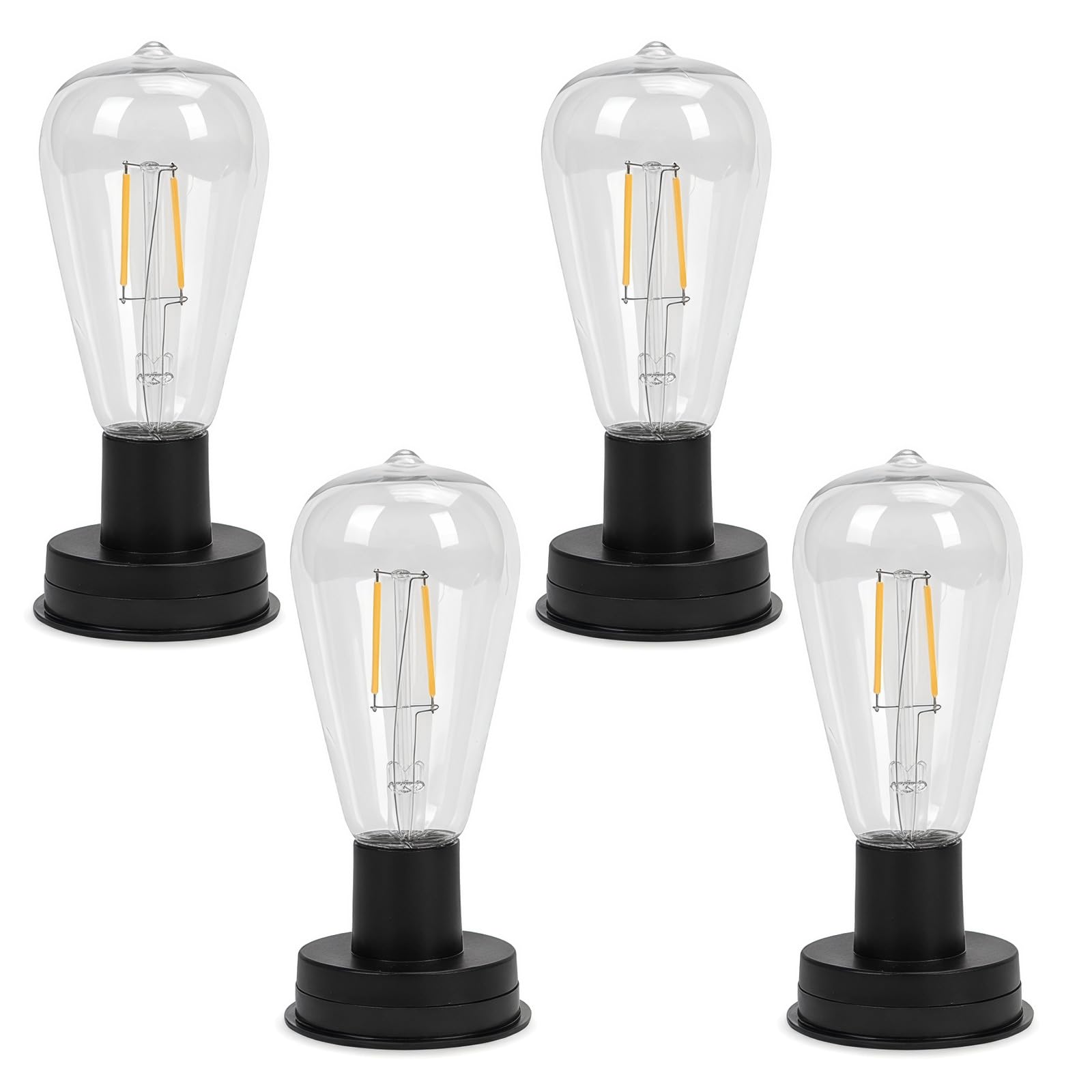 4 PCS Solar Light Bulb Replacement Top with Tungsten Filament - Solar Replacement Parts for Outdoor Lanterns - 8.5cm Solar Panel Replacement for Garden Hanging Lights, Patio Decor, Warm White