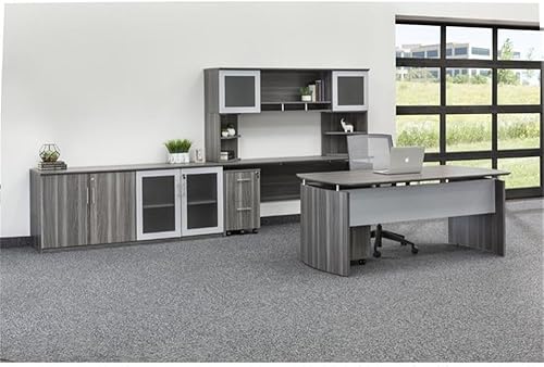 Miniatura 2 de Pemberly Row Carcasa de escritorio flotante para computadora de 72 pulgadas en acero gris