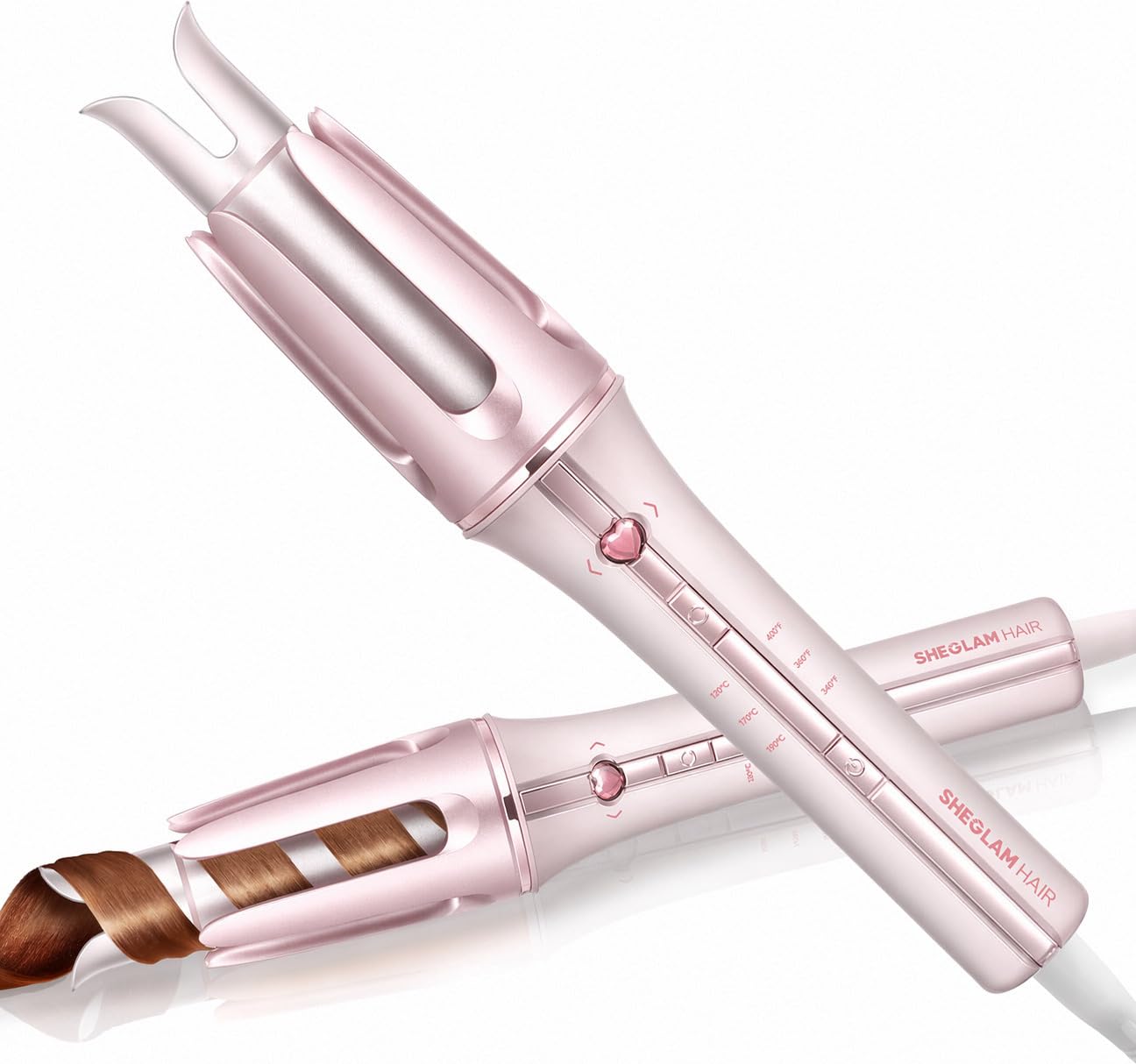 SHEGLAM Cupid's Charm One-Touch 32mm Automatic Curling Wand Ceramic Coating, 3 Temperature Levels (170-210°C), Instant Curl Winder (32mm)-image-2