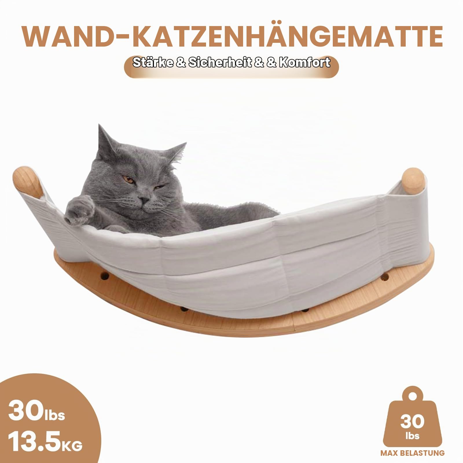 Katzen kletterwand Set mit Wandstufen, Katzenliege&Kratzbrett