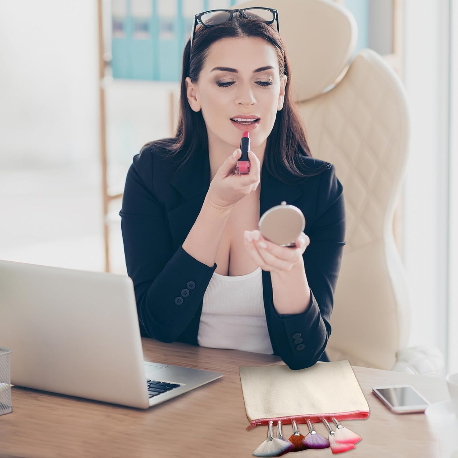 Shappy 40 Pcs Canvas Zipper Pouch Bags Pencil Pouch Bulk Canvas Makeup Bags Blank Pencil Case Cotton Cosmetic Case for Travel DIY Craft (7.87 x 5.70 Inches,M) - Image 6