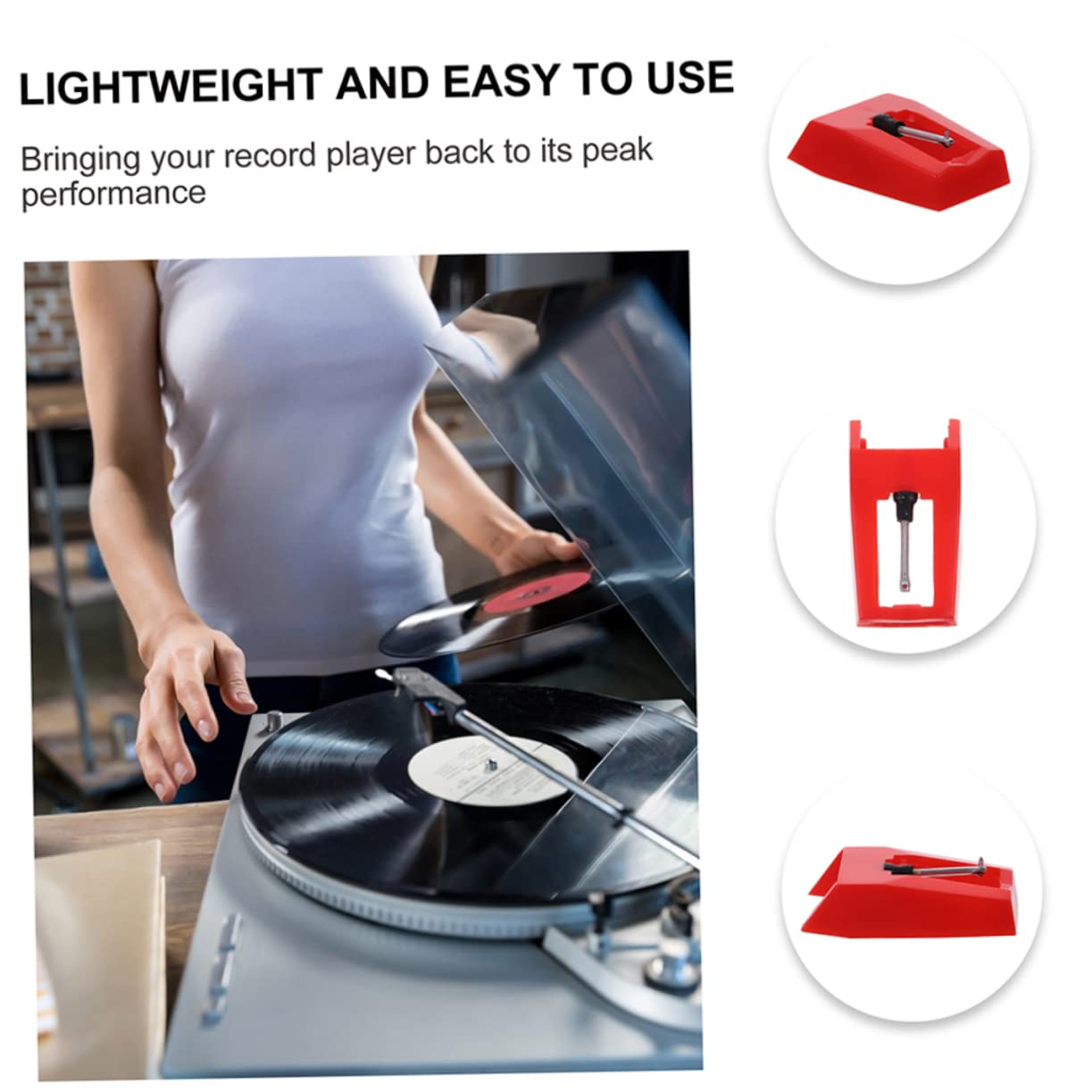 Levemolo 5pcs Replacement Turntable Needles for Record Player Gramophone Record Needle Aluminum Stylus Clear Music Quality Lightweight Design