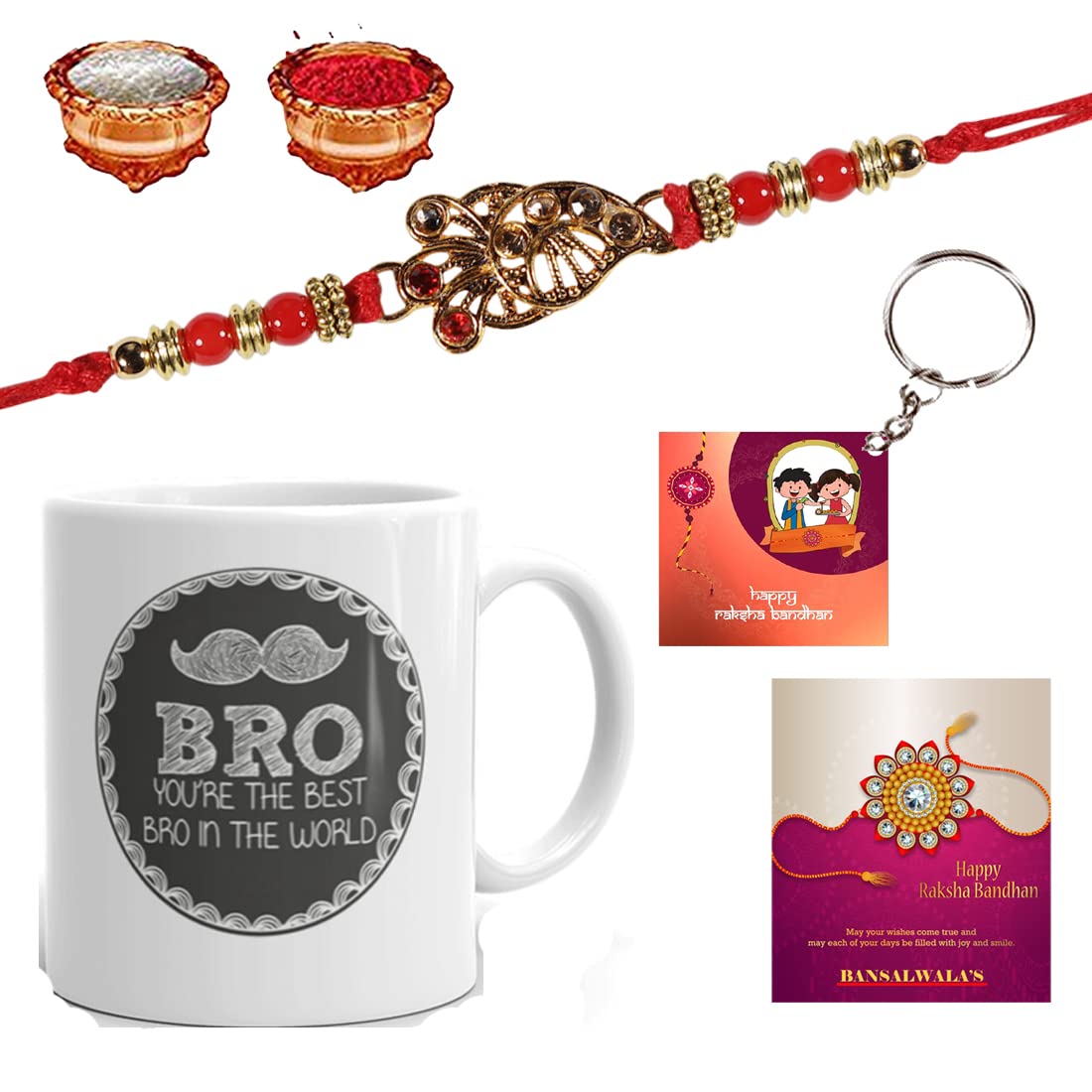 BUC BRO Youre The Best Bro In The World designer Rakhi With Printed Ceramic Coffee Mug, 1 Packet Roli Chawal, 1 Rakshabandhan Greeting Card, 1 Keychain (KKK20) (B098KJ65RS) Amazon Price History, Amazon Price Tracker