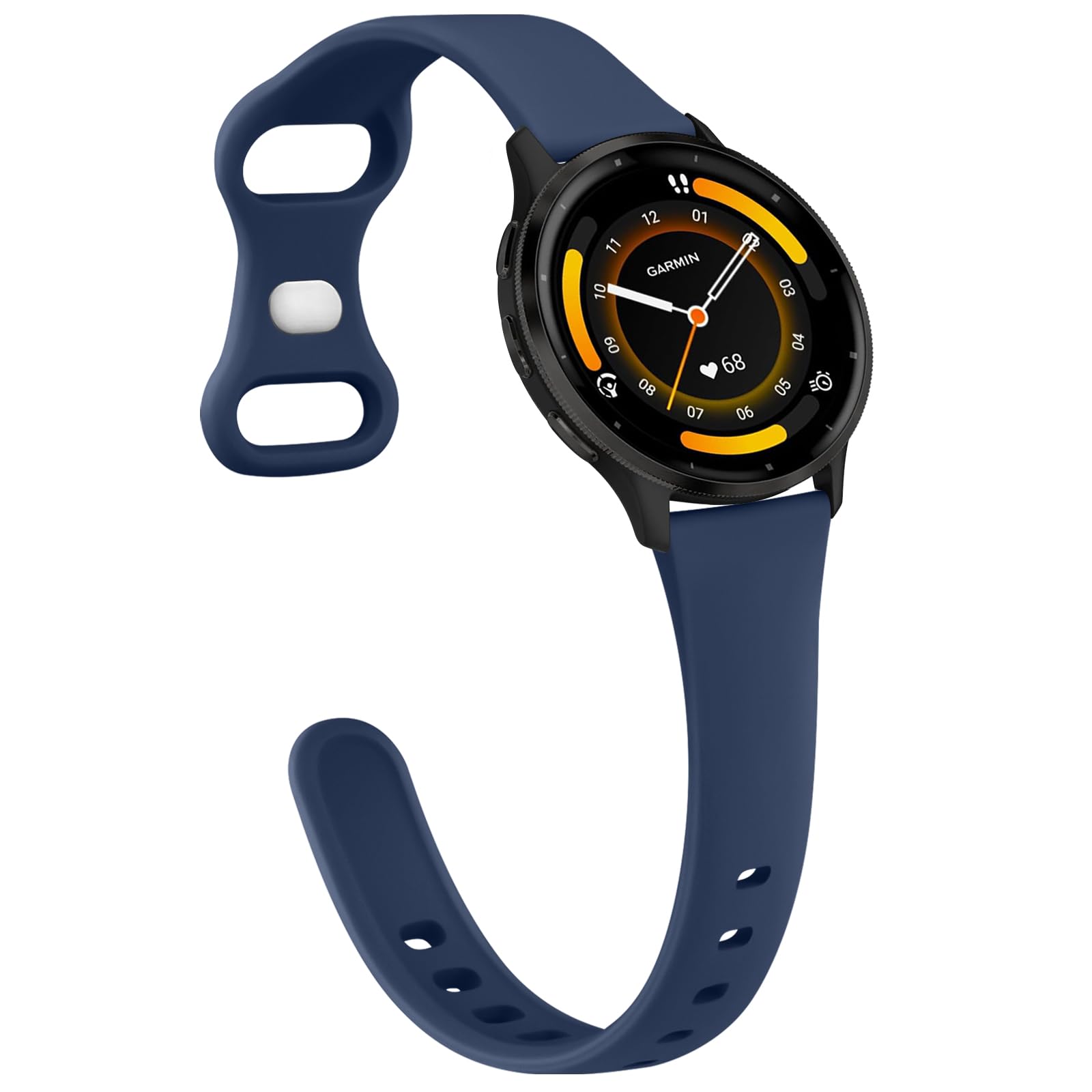 Slim Strap for Garmin Forerunner 255, 265, Venu 2/Venu 3/Vivoactive 4 45mm, 22mm Soft Slim Silicone Quick Release Band for 255/265 Music,Legacy Hero Strap Navy blue