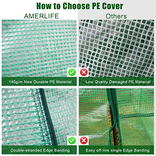 Amerlife 10X7X7Ft Large Walk-In Plant Greenhouse For Outdoor With Watering System Heavy Duty Galvanized Steel Frame 2 Zipper Mesh Doors 6 Screen Windows Tunnel Hot Garden House, Green #TOP5