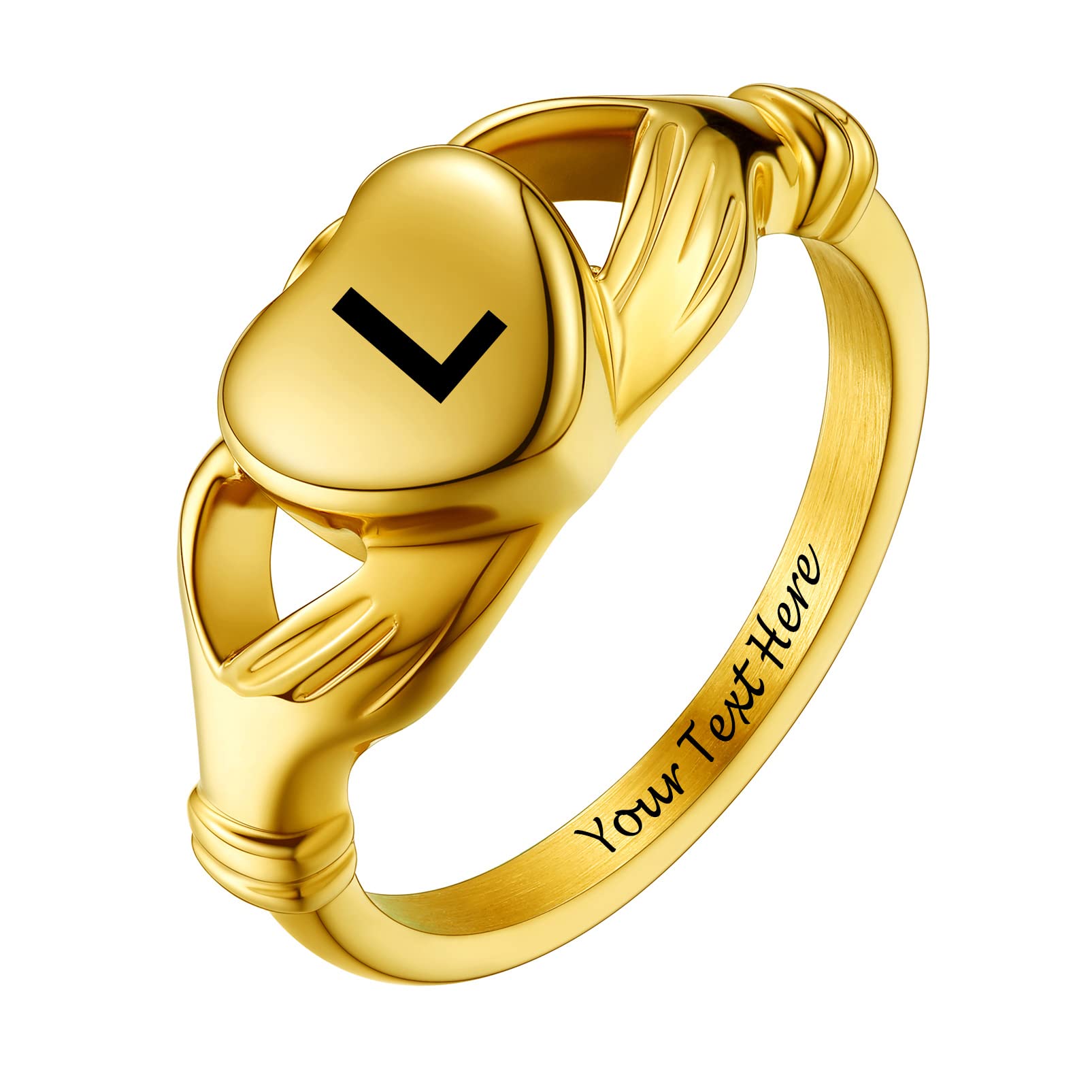 Memorial Keepsake Urn Rings for Ashes Hair for Women Men, Claddagh Heart Ring, Rose Ring, Cremation Jewelry, Black/18K Gold Plated Stainless Steel, Size 6-11, Come with Box