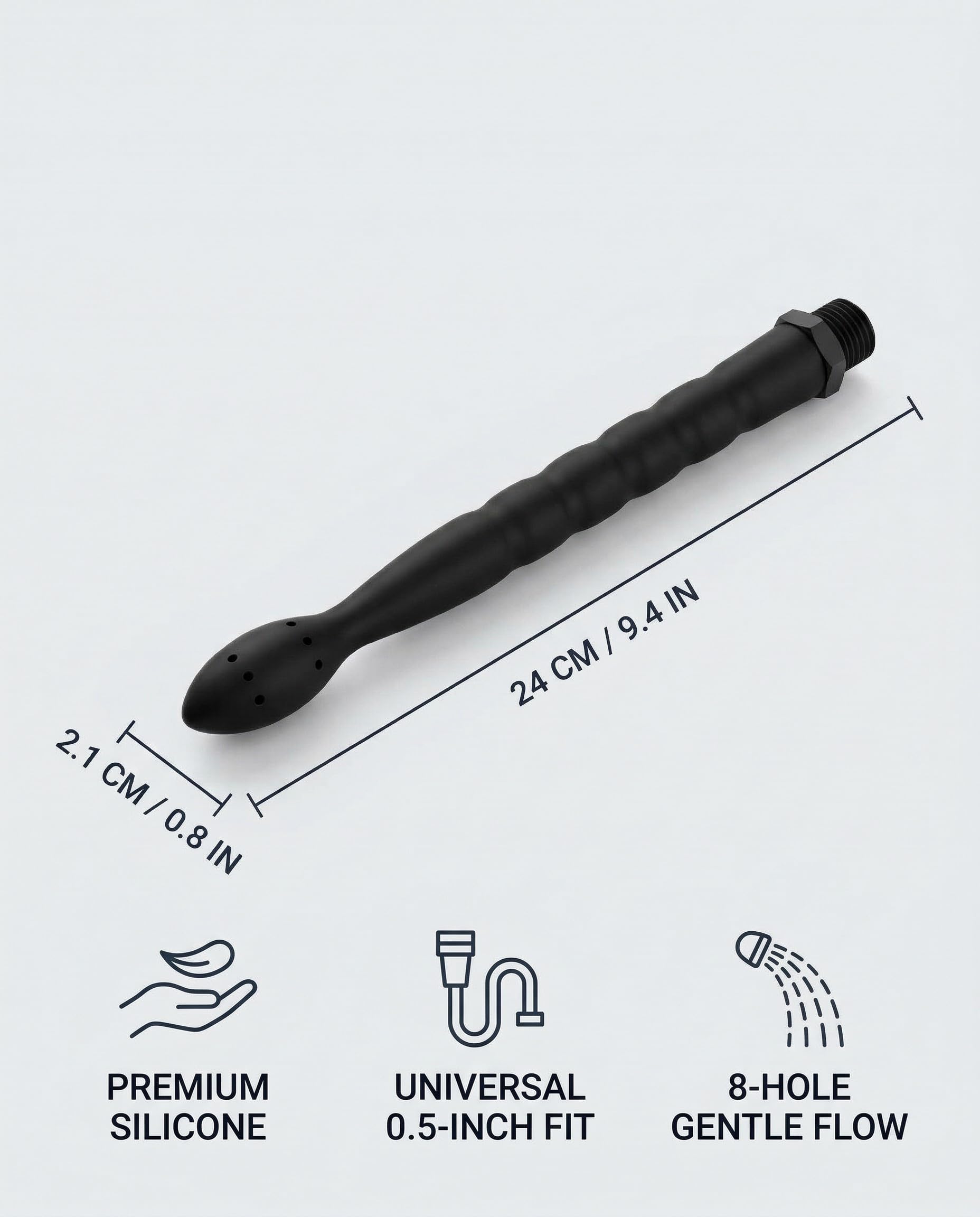 1 Pezzo Doccino Anale,Pulitore Vaginale Con 8 Fori,Silicone Doccetta Anale,Per la Pulizia Anale Colonic Sistema,Per Coppie Gay, Uomini e Donne(Nero)