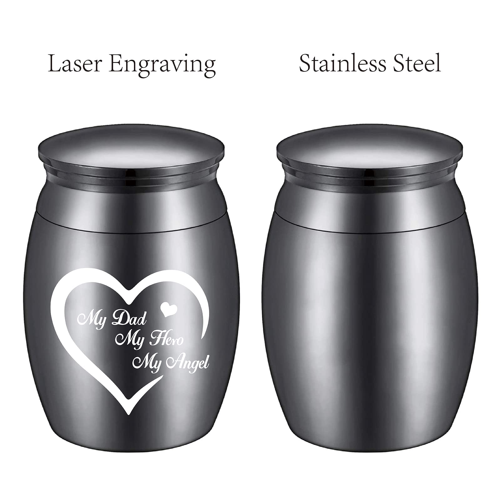 Urne Cremazione Mini In Acciaio - 2 Pezzi Con Collana Per Ceneri Umane O Animali - Foto 13