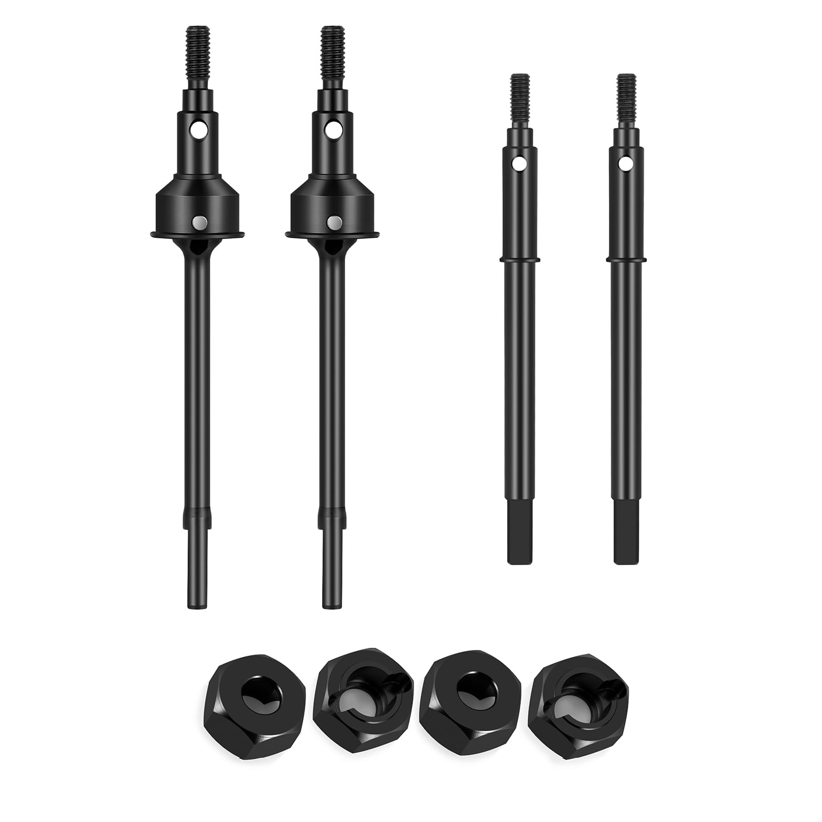 RCHUBAM RC Front & Rear Axle Drive Shaft with 4PCS Wheel Hex Adapters Compatible with 1/18 HPI Venture HILUX RC Off-Road Crawler Car Upgrade Parts (