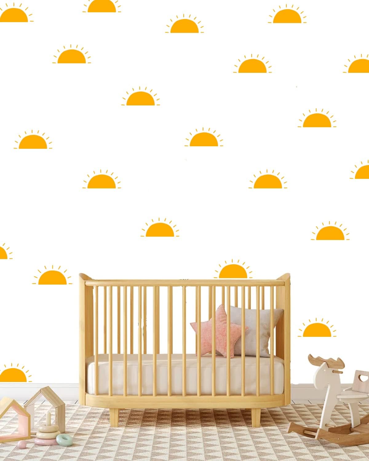 AnyDesign 9 Sheet Boho Sun Wall Stickers Watercolor Sun