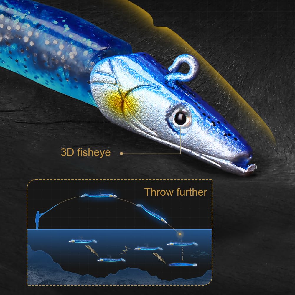 HOTUT Soft Señuelos de Pesca, Señuelos Blandos, de Goma para Lubina, Sábalo, Lucio, Trucha, Pesca de Carnívoros, señuelos de Pesca de caballa de Silicona para Peces Depredadores