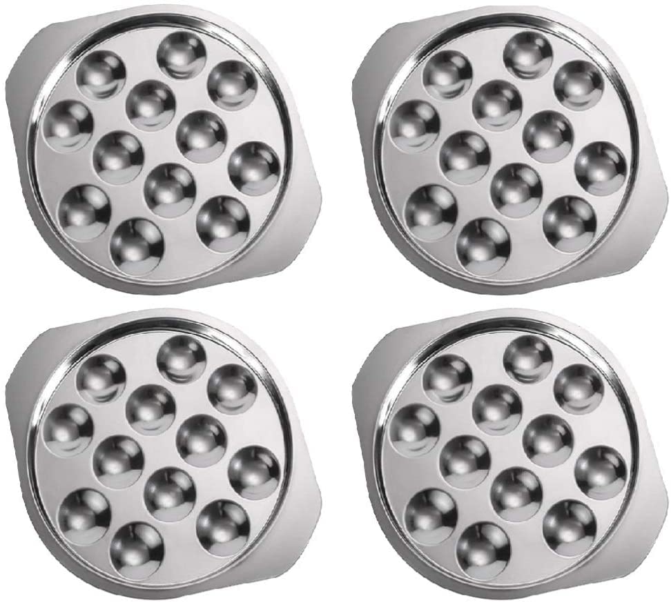 4 Pezzi Piatti Per Lumache In Acciaio Inox Da 12 Fori | Per Ostriche E Crostacei - Foto 9
