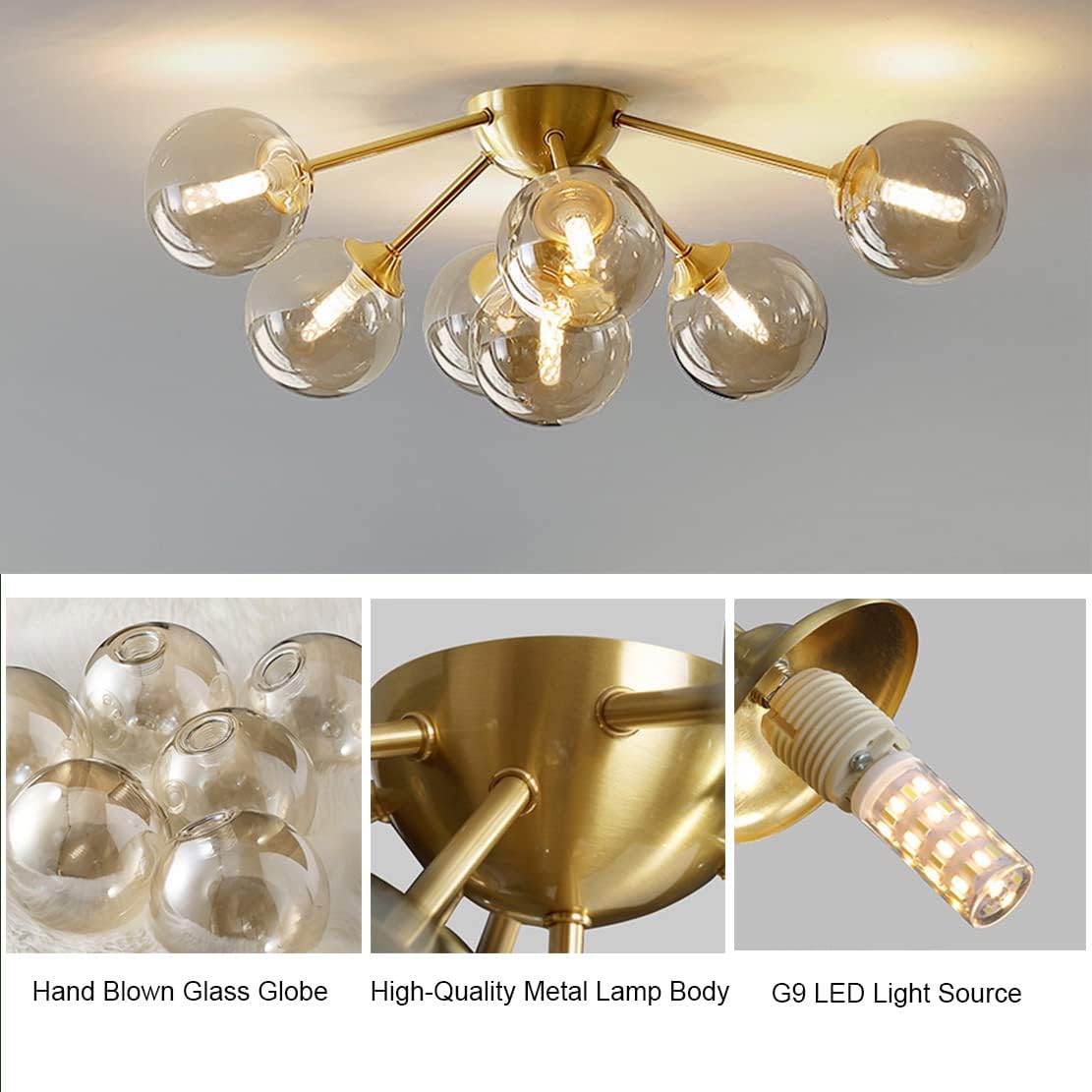 Bіg Sаlе KCO Lighting Flush Mount Ceiling Lamp 7 Lights Brass Gold Mid Century Modern Chandelier Light Glass Globe Ceiling Lamp Fixtures for Bedroom Living Room (7 Lights) Hоttеѕt Sаlе KCO Lighting Flush Mount Ceiling Lamp 7 Lights Brass Gold Mid Century Modern Chandelier Light Glass Globe Ceiling Lamp Fixtures for Bedroom Living Room (7 Lights)