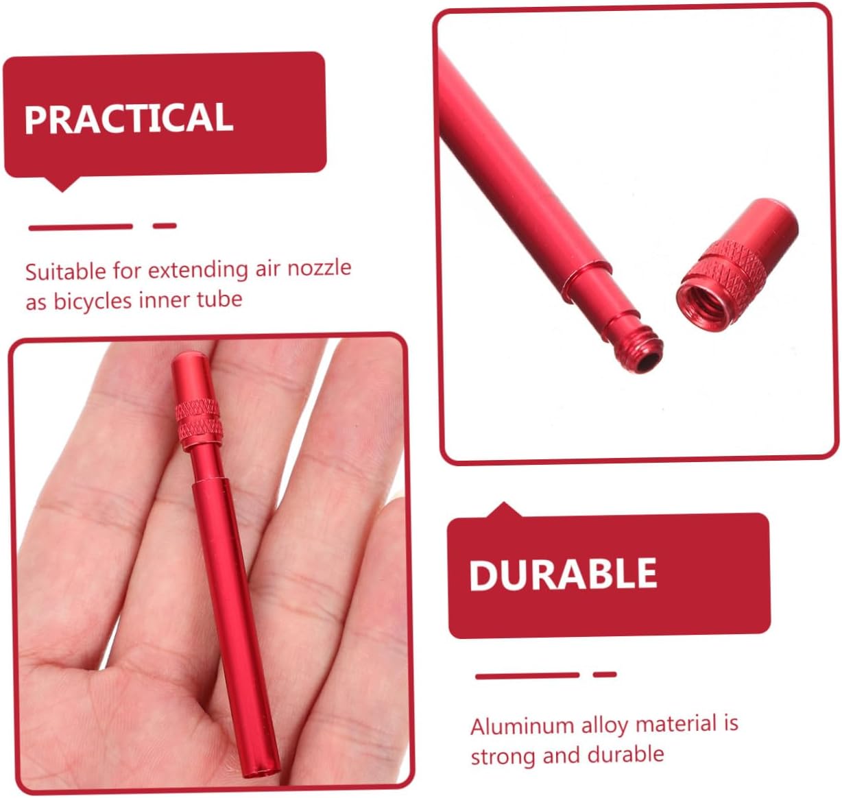 Garneck Mouth Bike Valve Stem Extensions Tire Valve Extender Sturdy Aluminum Alloy