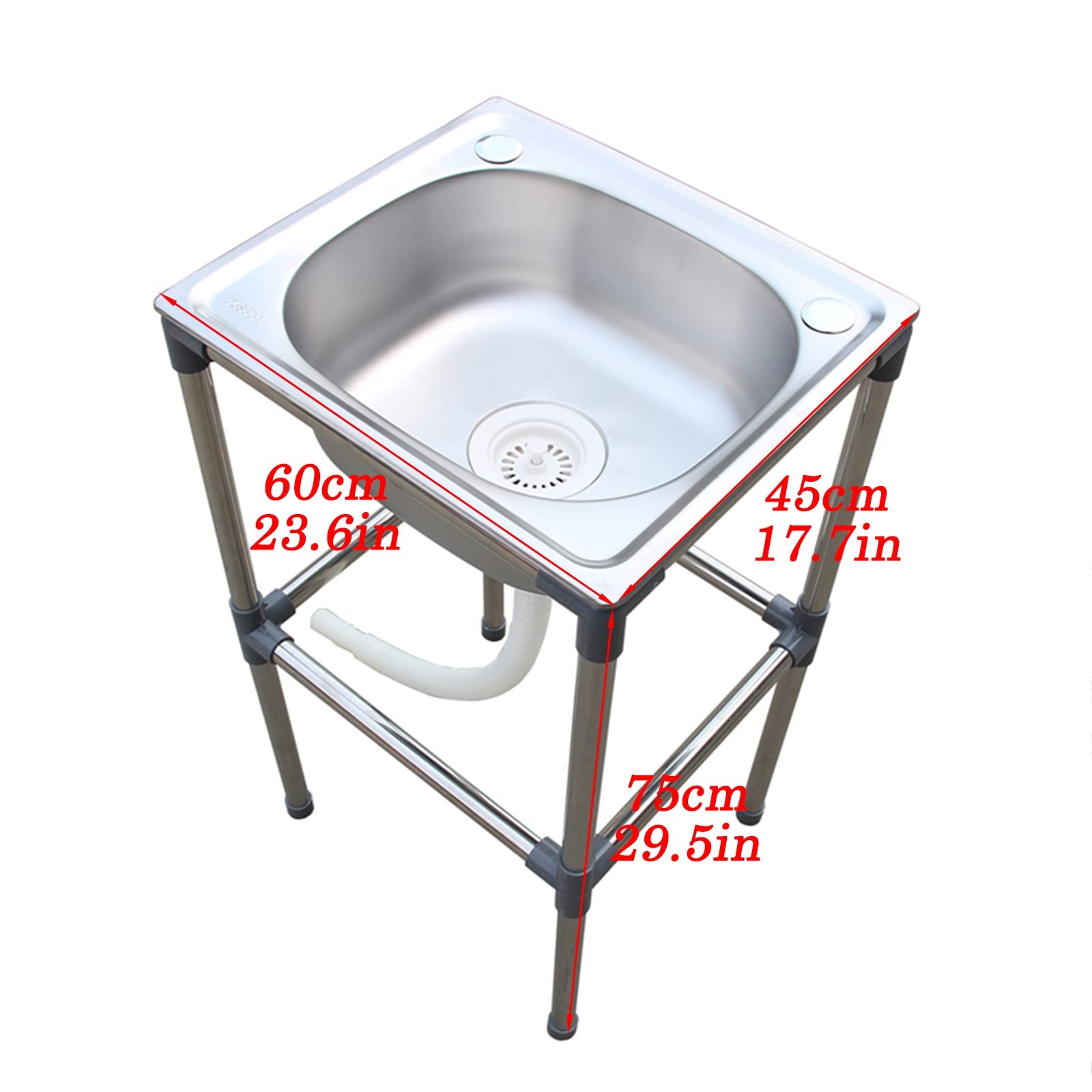 Fregadero de Acero Inoxidable Independiente de un Solo Seno para Cocina Comercial de Restaurante, Exterior, lavamanos de preparación y utilitario, Tina de lavandería, estación de l