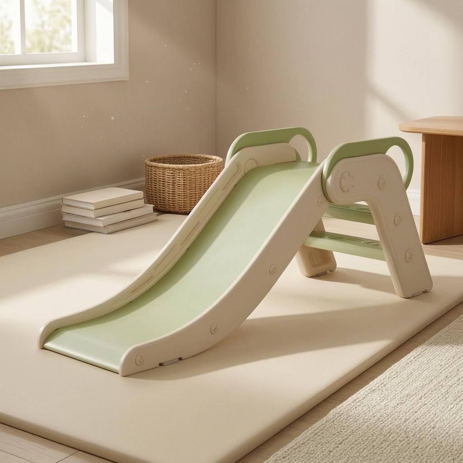 Almencla Kinder Rutsche Klappbare Spielzeug Indoor Faltbare Rutschbahn HDPE Struktur für Kinderzimmer Wohnzimmer Tägliche Nutzung 123x42x50cm