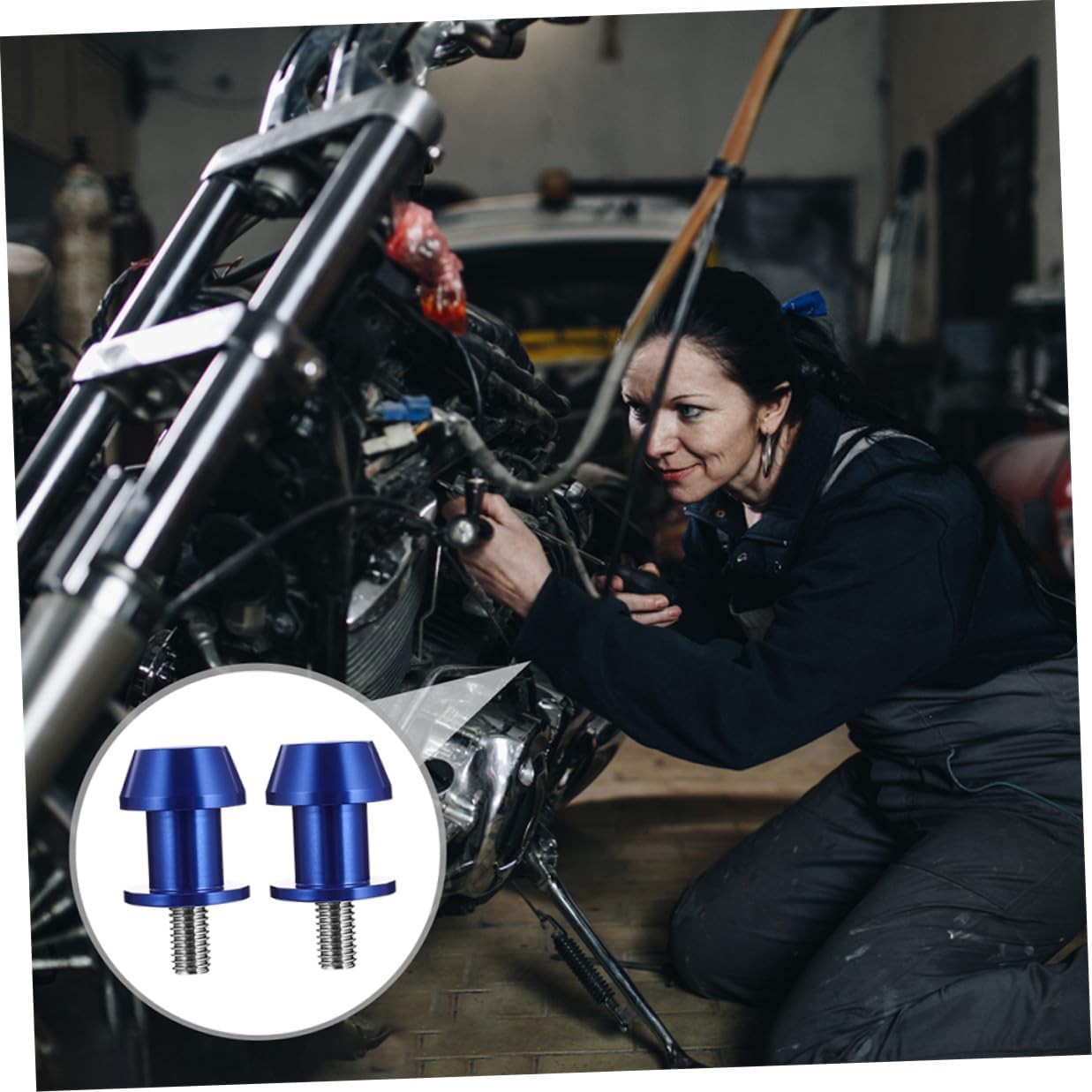 Totority 4pcs Blue 8mm Cnc Motorcycle Swing Arm Spool Sliders Screws Motorbike Swingarm Stand Paddock Accessories Compatible for Sport Bikes
