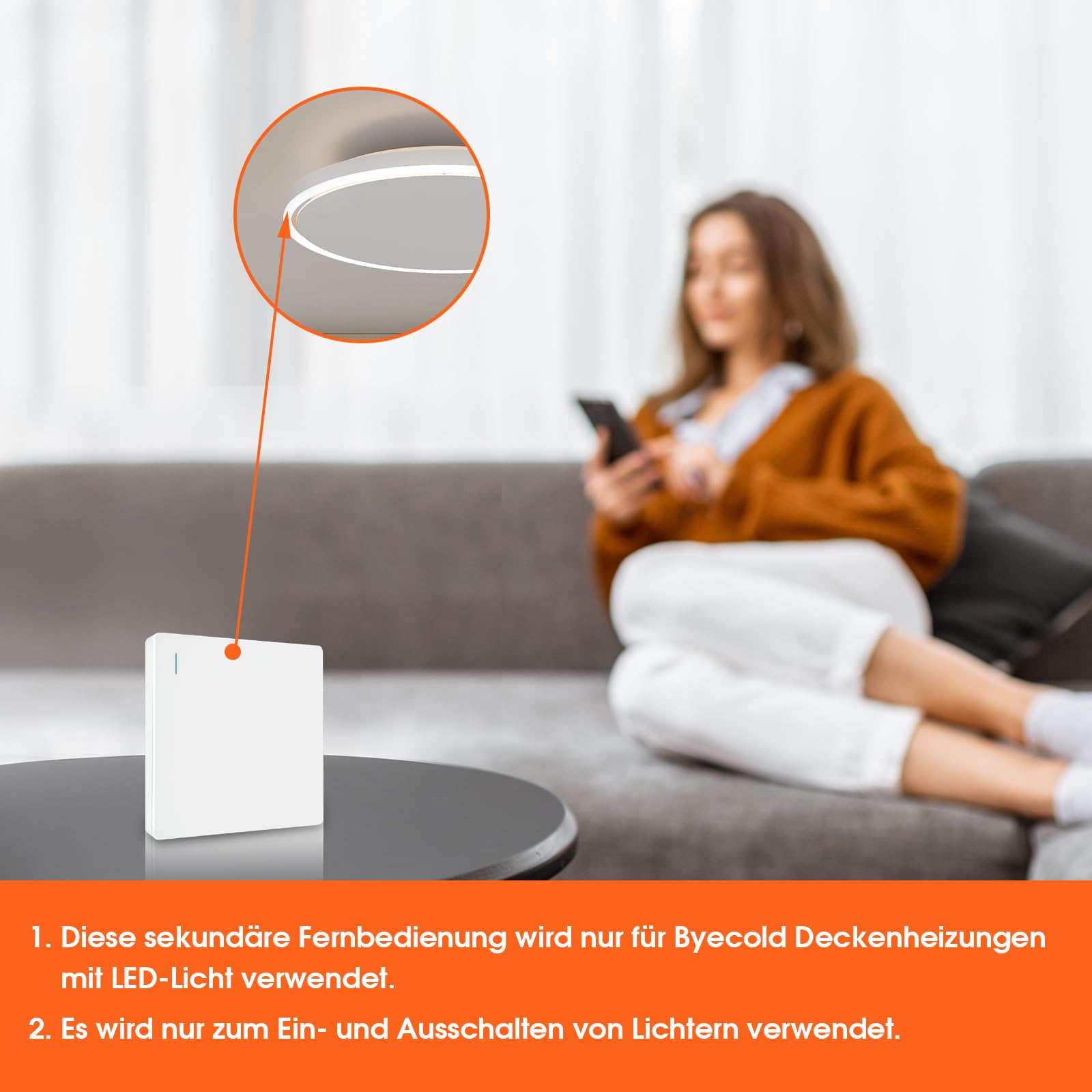 Calefactor infrarrojo de techo de 1440W Redondo, calefactor infrarrojo de con luz LED, calefactor radiante de con termostato y mando a distancia, calefactor eléctrico, panel calefactor, radiador