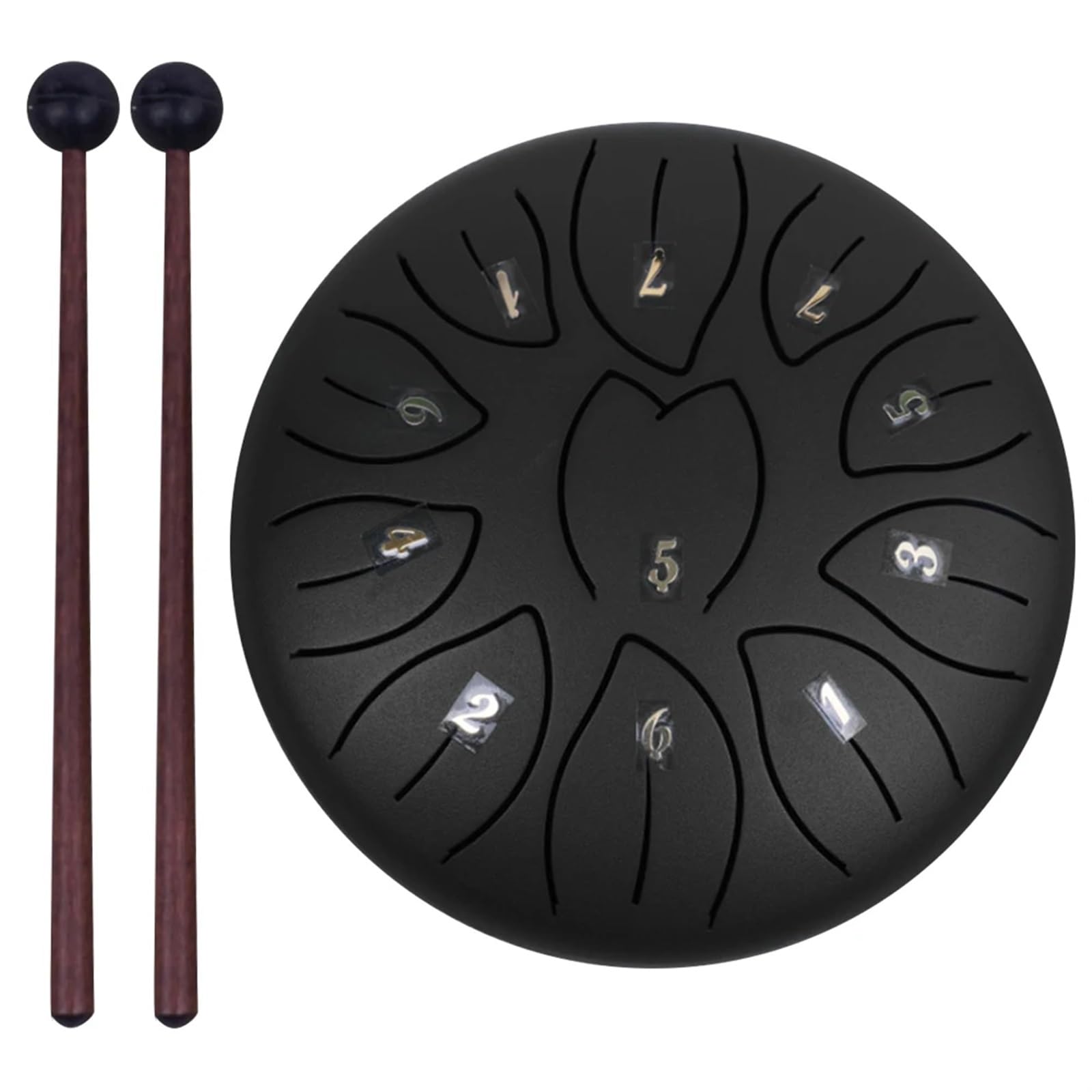 Tamburi Hand Pan per Adulti Tamburo Handpan da 6 Pollici e 11 Note con Borsa per Batteria Libro di spartiti Batterista Plettri per Le Dita Strumenti a percussione Strumenti sonori (Nero)