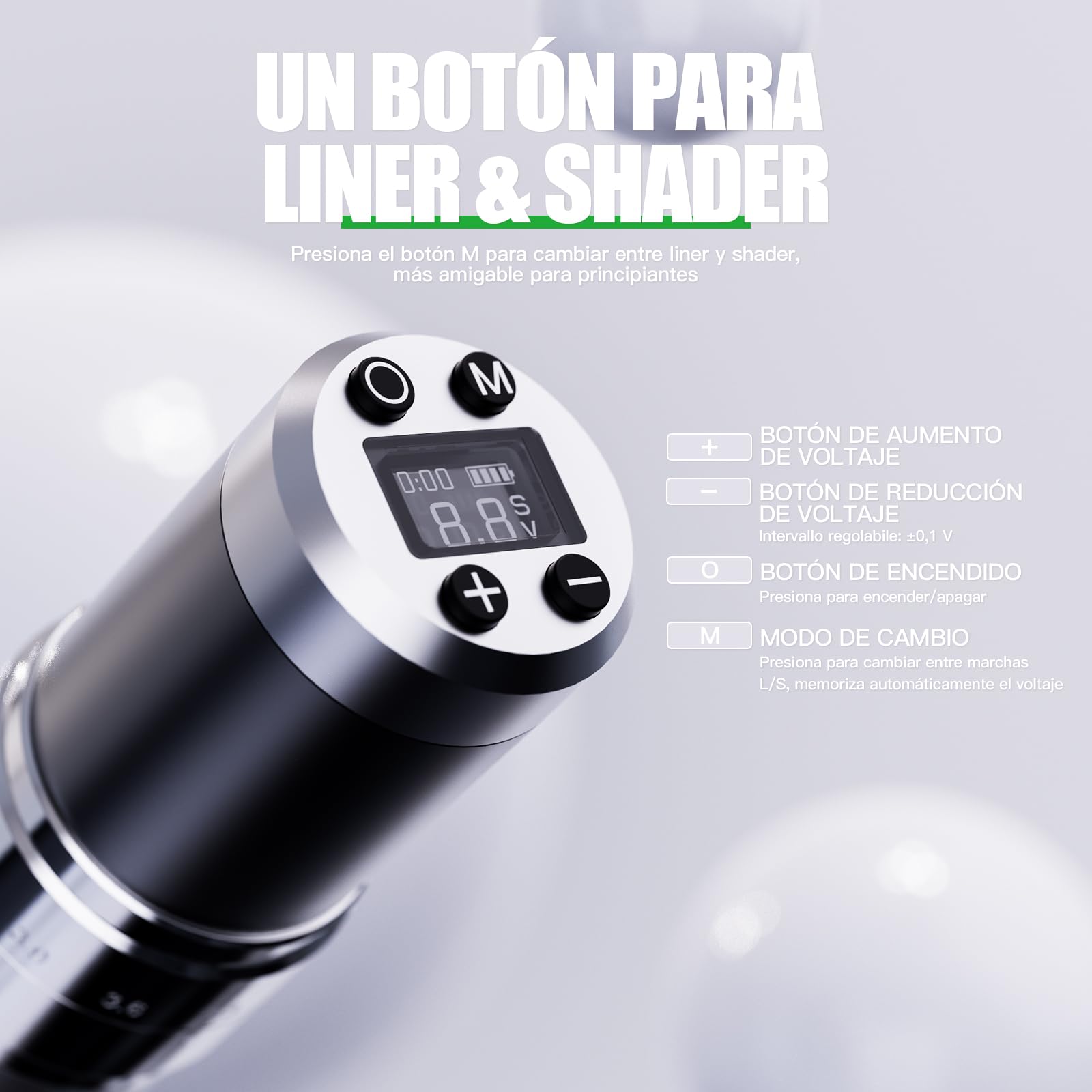 Dragonhawk Penna senza fili rotante Tattoo Machine 2 Batteria 1500mAh 7 Stroke Regolabile 2.4mm-4.2mm Lunghezza Schermo Display LED, adatto per principianti