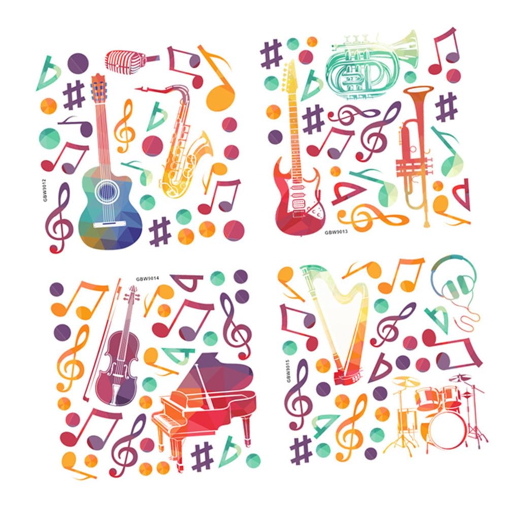 SHINEOFI 3 set Adesivo Murale Musicale Adesivi Murali Creativi Per La Stanza Adesivo Decorativo Con Note Musicali Adesivi Per Aule Di Musica Adesivi Murali Con Note Musicali 4 pezzi*3