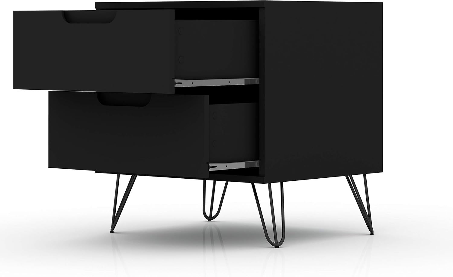 Manhattan Comfort Rockefeller 3 Drawer Dresser and Nightstand Set with Anti-Tip Kit | Bedroom Storage, Closet, Nursery, Living Room, Entryway | TV Stand for 32" Screens, Set of 2, Black