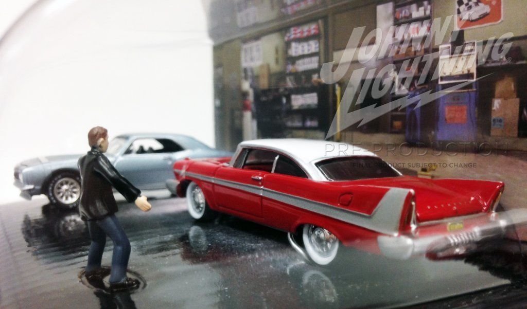 CHRISTINE Set 1958 Plymouth Fury + 1967 Chevrolet Camaro + Figür