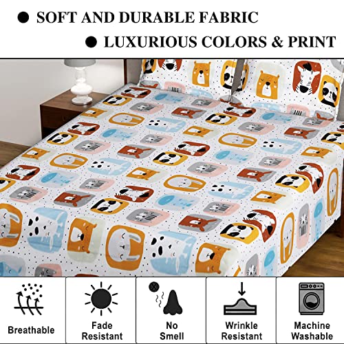 Image of Kuber Industries Double Bedsheet|Glace Cotton Animal Print Bedsheet with 2 Pillow Covers for Living Room|Bedroom|90x100 Inch (Multicolor)