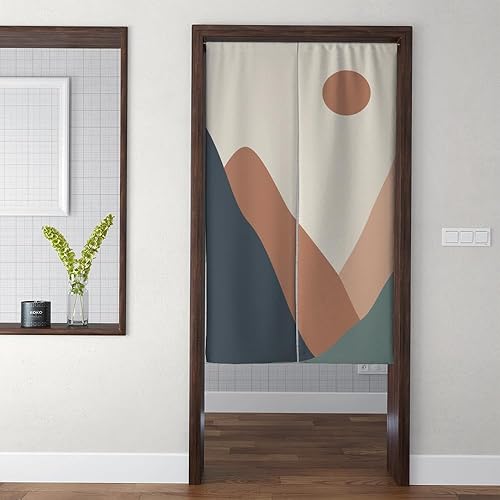 Feblilac Sunset Mountain Noren - Cortina de puerta de estilo japonés, impresión artística para ventana, decoración de cocina, decoración