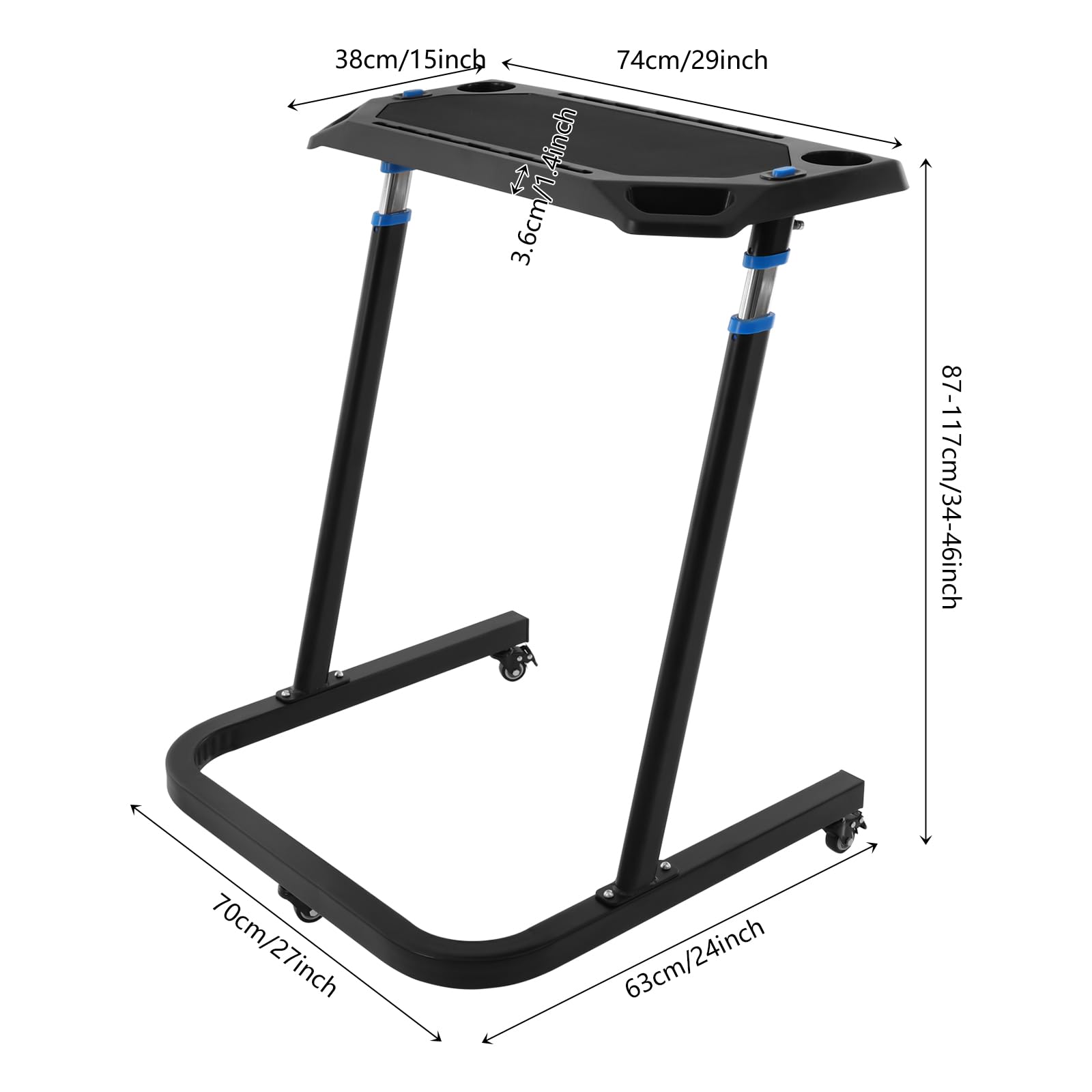 Fahrrad Schreibtisch Höhenverstellung Laufbandtisch Fitnesstisch mit Rollen