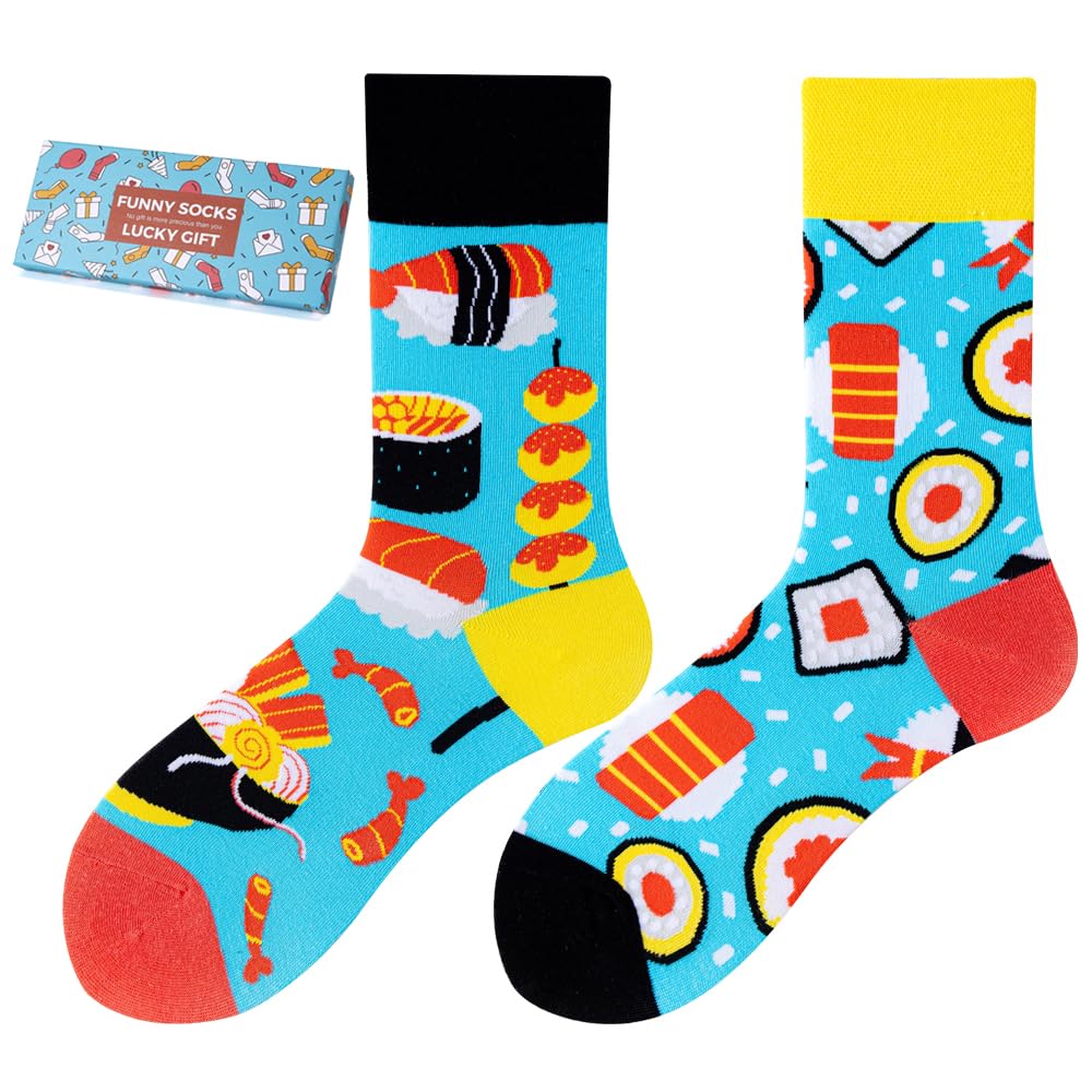 Calcetines Divertidos Unisex para Mujer y Hombre con Diseños Asimétricos en Par - Temas Animales, Comida, Fruta, Deporte y Arte en Algodón - Ideal para Regalos — view 23