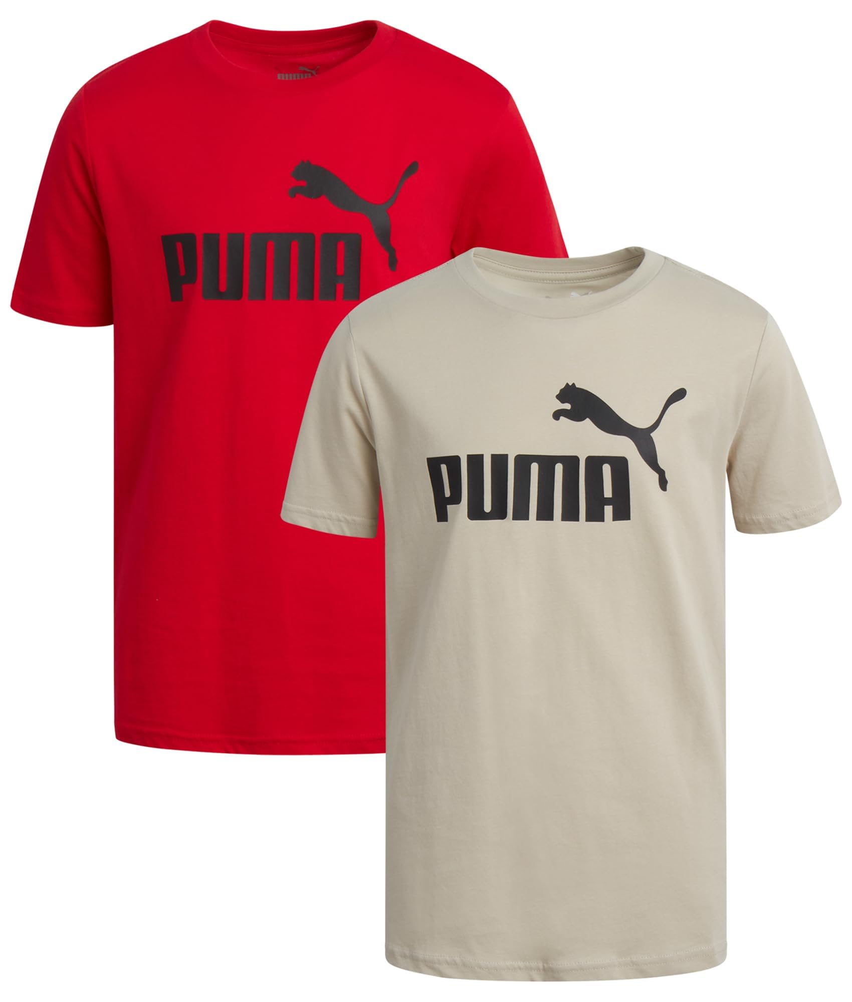 PUMA Boys T-Shirt - 2 Pack Casual Crewneck Short Sleeve Running and Gym Graphic Tee Shirts for Boys with Logo Print (S-XL)