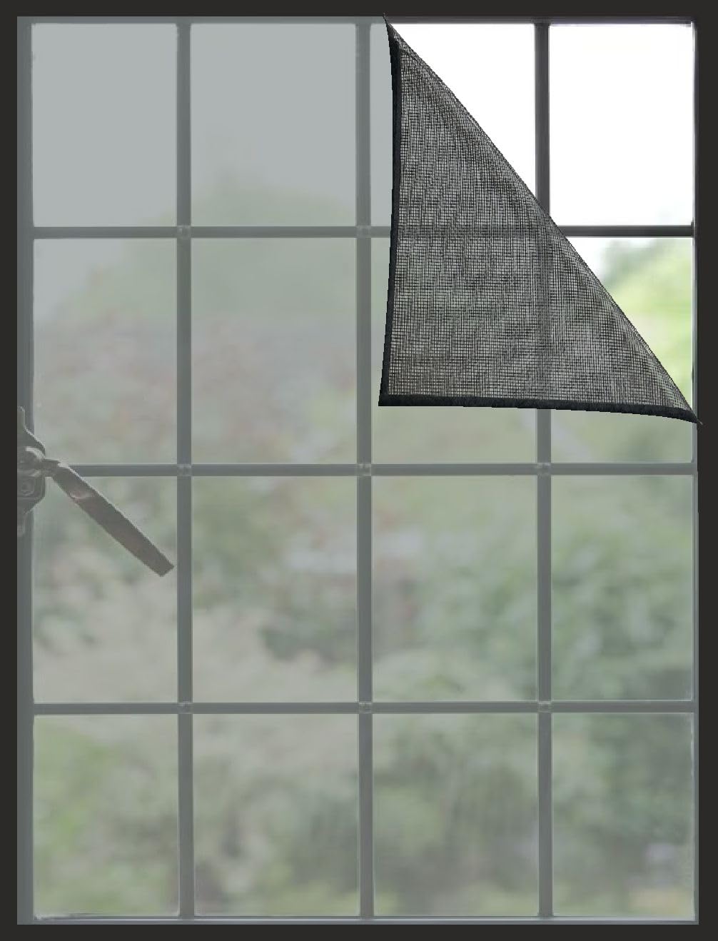 Window Mosquito Net, Pre-Stitched with Adhesive Hook & Loop Tape, Frame Hung 5X2 FEET- Black-image-11