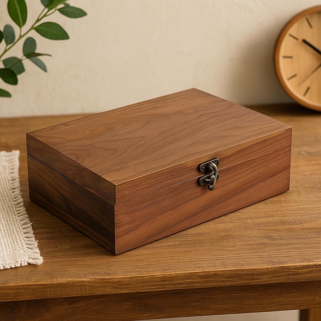 Caja de almacenamiento de madera de nogal, organizador hecho a mano para joyas, relojes, recuerdos, caja de almacenamiento multiusos de 11 x 7 x 3.1 pulgadas