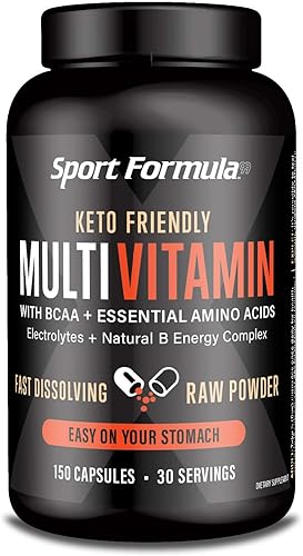 Sport Formula Daily Keto Superfood Multivitamínico BCAA Aminoácido Polvo Cápsulas para Hombres y Mujeres. No alterará tu estómago: Complejo