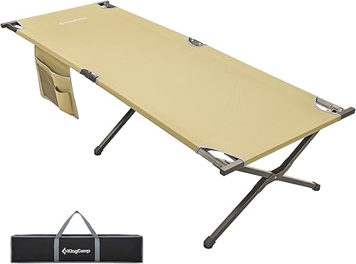 Miniatura 1 de Kingcamp Cuna de camping portátil para adultos de alta resistencia de 81 x 30 pulgadas catres de campamento de gran tamaño con bolsillo cama