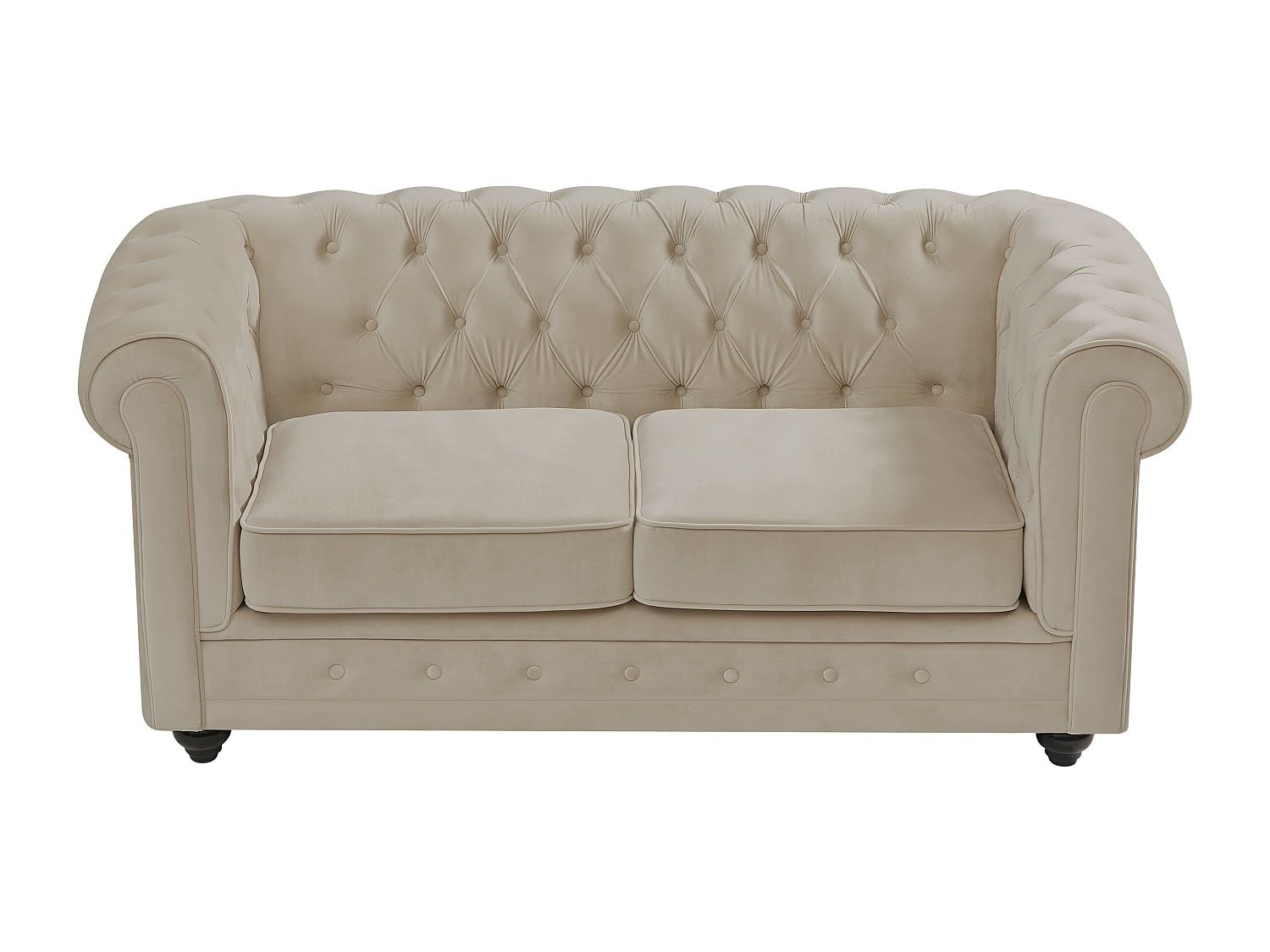 Vente-unique - Divano 3 posti+ Divano 2 posti + Poltrona Chesterfield - velluto - beige