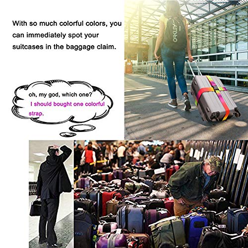 Gutsdoor Adjustable Travel Luggage Straps Suitcase Belt Colorful Luggage Packing Accessories 1.96 in W x 6.4 ft L(2 Pack)