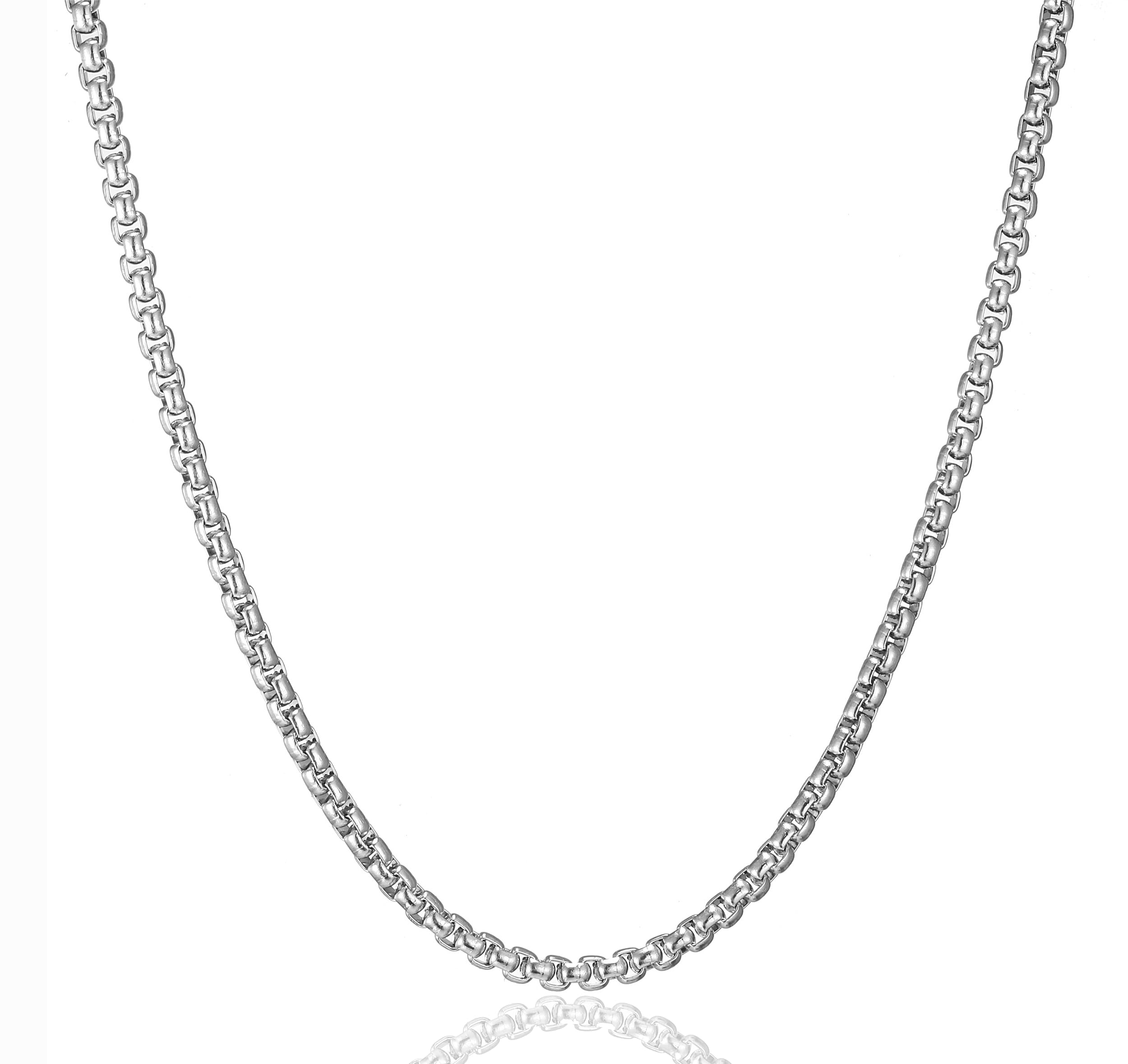 Collana Uomo Donna Acciaio Inossidabile Oro/Argento/Nero Catena a Maglia Veneziana 2/2.5/3/4mm Box Collane Gioielli da Regalo Lunghezza 45/50/55/60/70cm