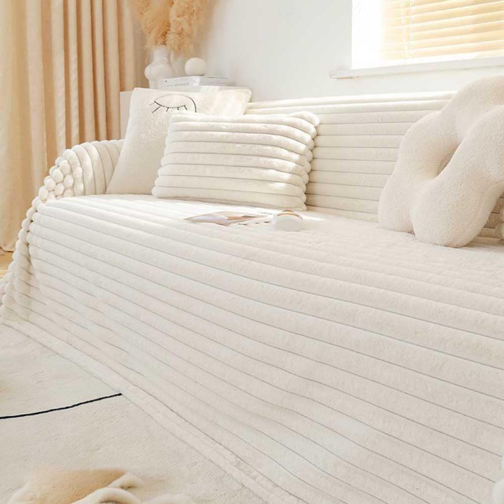 Plush Sheepskin Sofa Cover - Cozy & Protective -1 Plush Sheepskin Sofa Cover - Cozy & Protective -1