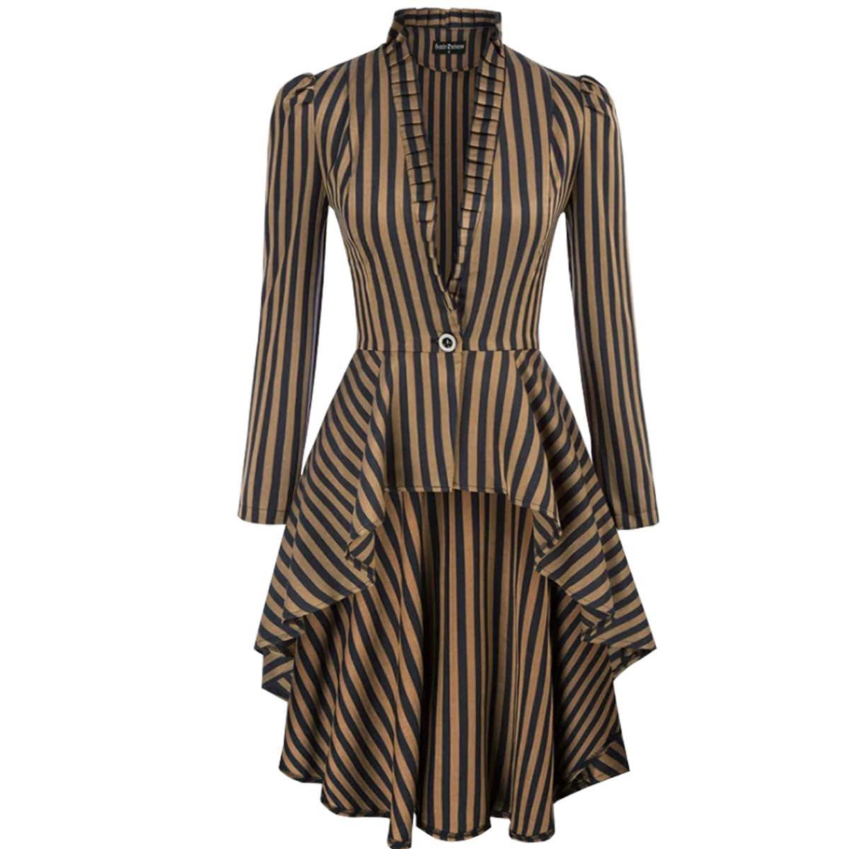 Women's Steampunk Long Striped Jacket Renaissance Victorian Gothic Blazer Jacket Coat